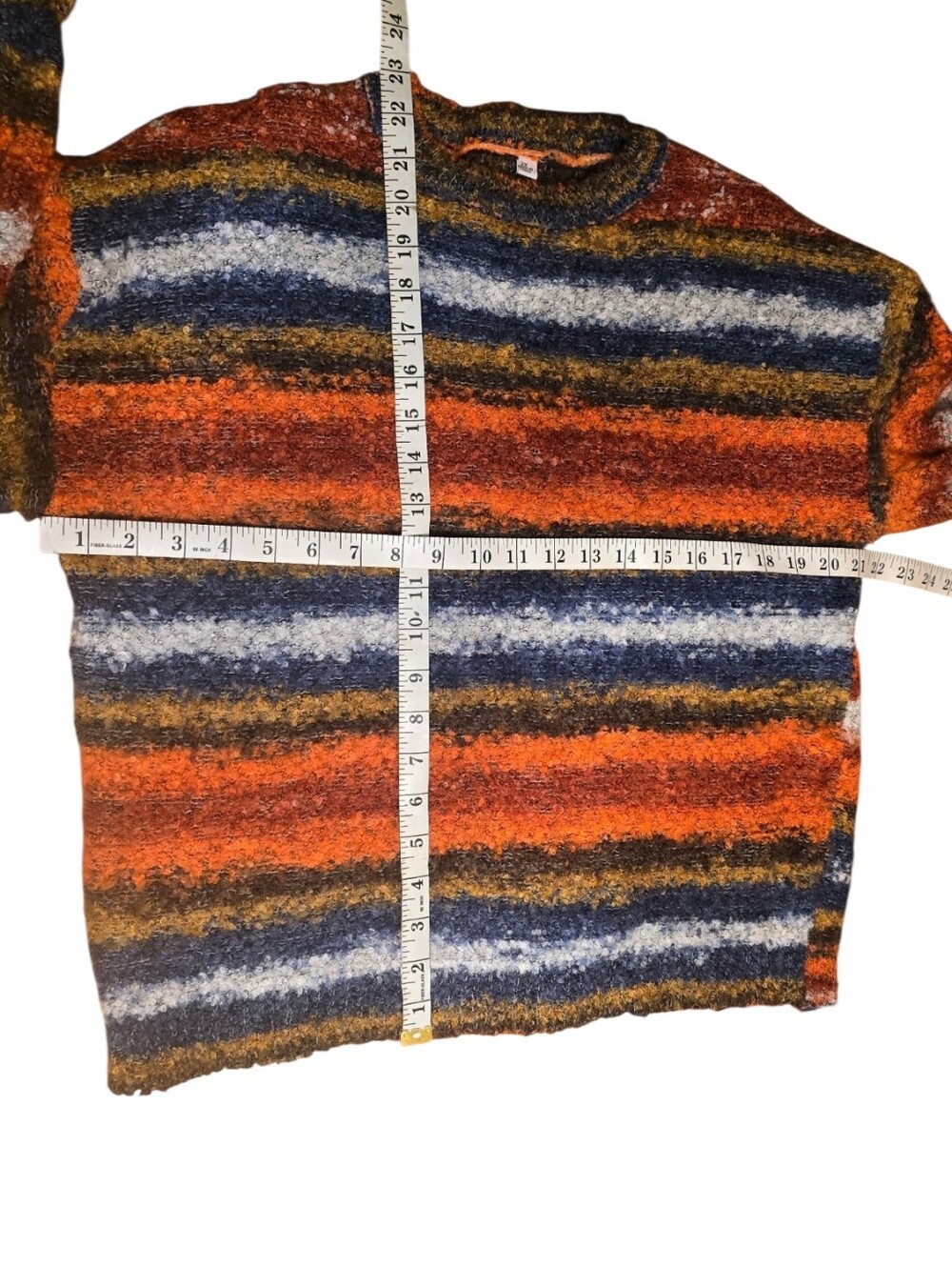 Modern Retro Multi-Color Striped Textured Knit Sweater - Picture 4 of 6